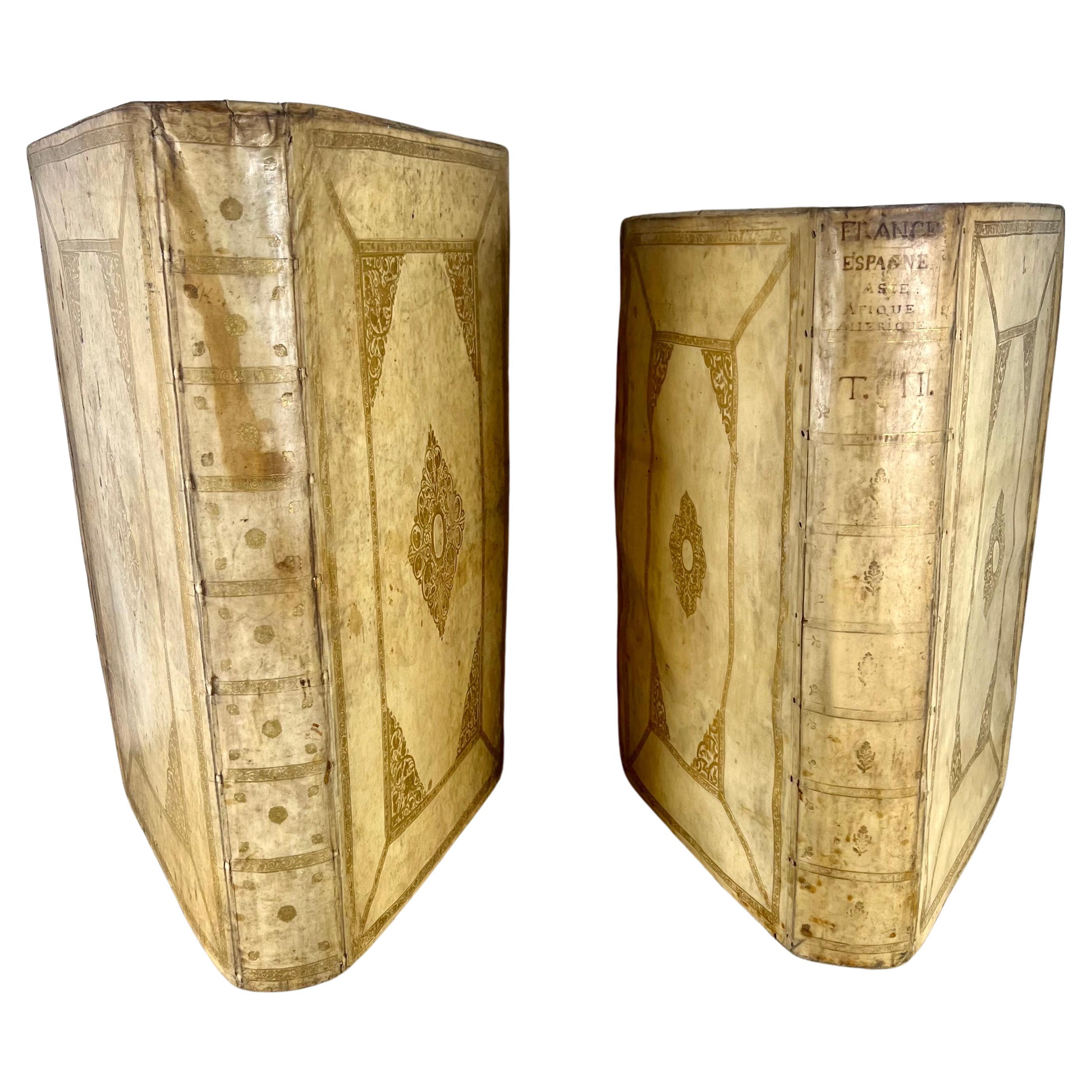 Pair of 19th C. French Book Velum Containers  For Sale
