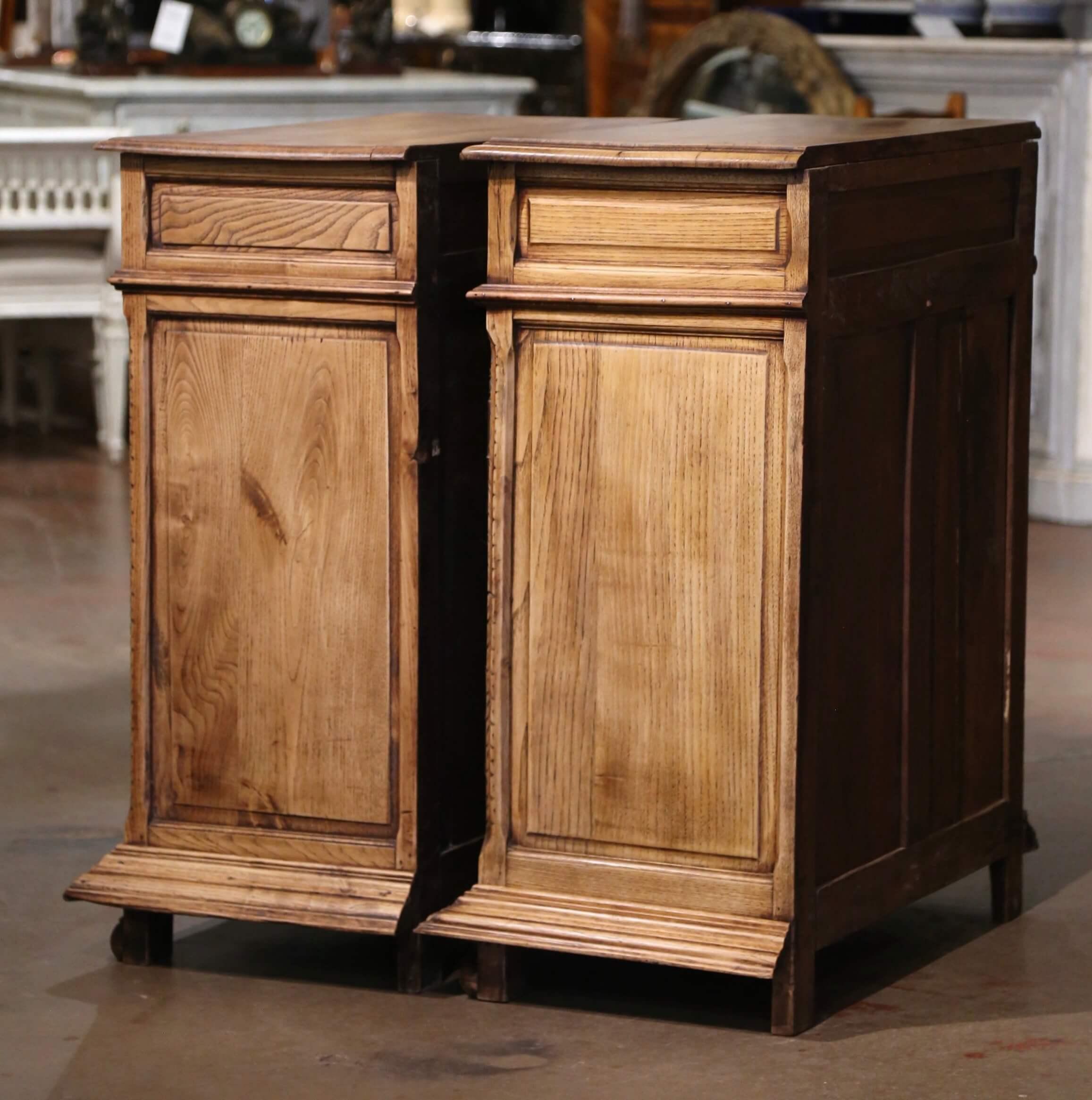 Pair of 19th C. French Brittany Carved Bleached Oak & Chestnut Jelly Cabinets For Sale 12