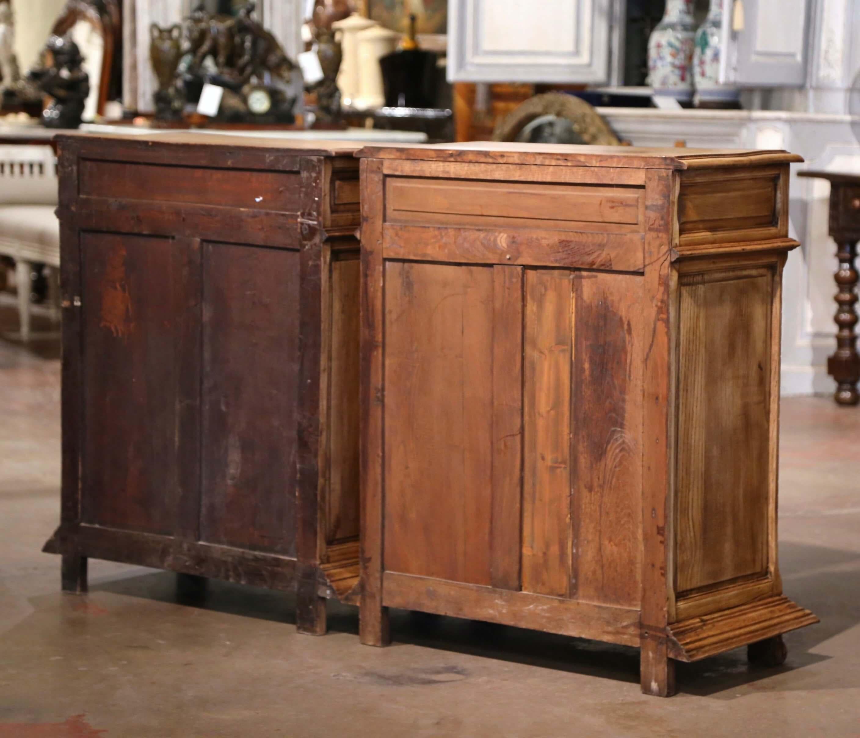 Pair of 19th C. French Brittany Carved Bleached Oak & Chestnut Jelly Cabinets For Sale 13
