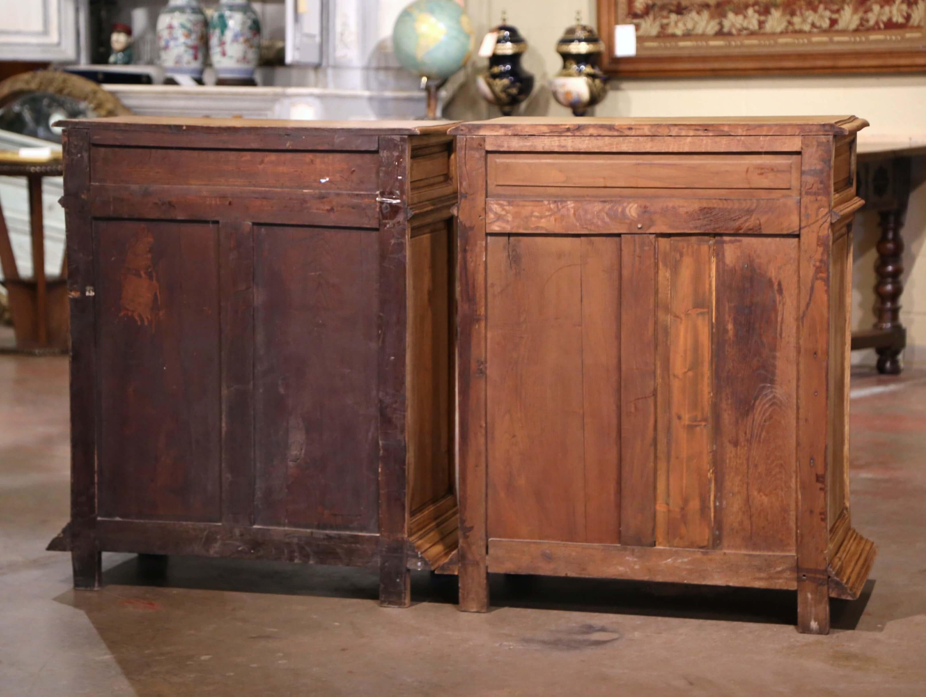 Pair of 19th C. French Brittany Carved Bleached Oak & Chestnut Jelly Cabinets For Sale 14