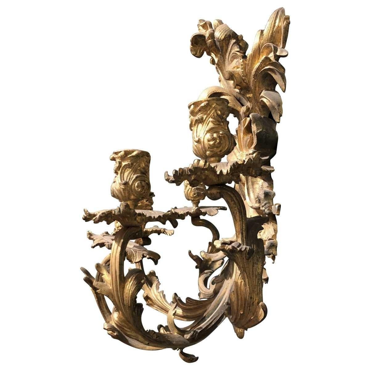 Pair of 19th Century French Bronze Five-Light Sconces In Good Condition For Sale In Pasadena, CA