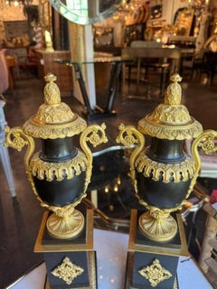 Pair of 19th c. French Bronze Urns