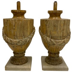 Pair of 19th Century French Carved Urn Form Lamps with Neoclassical Styling Pair of 19th Century French Carved Urn Form Lamps with Neoclassical Styling