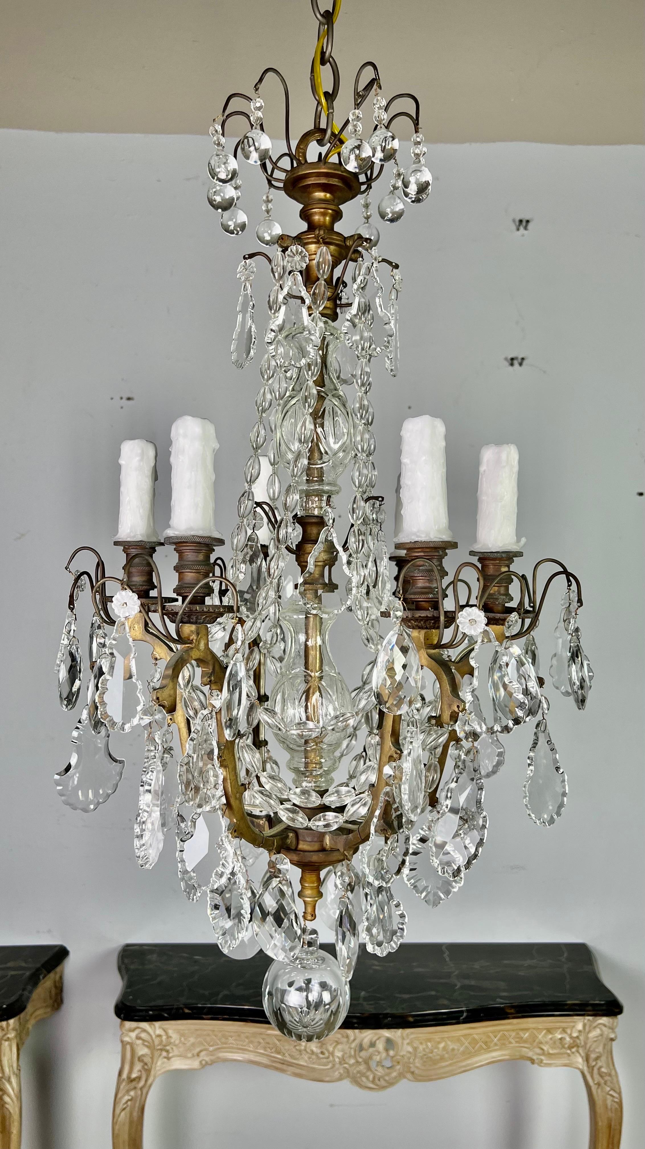 Baroque Pair of 19th C .French Crystal Chandeliers