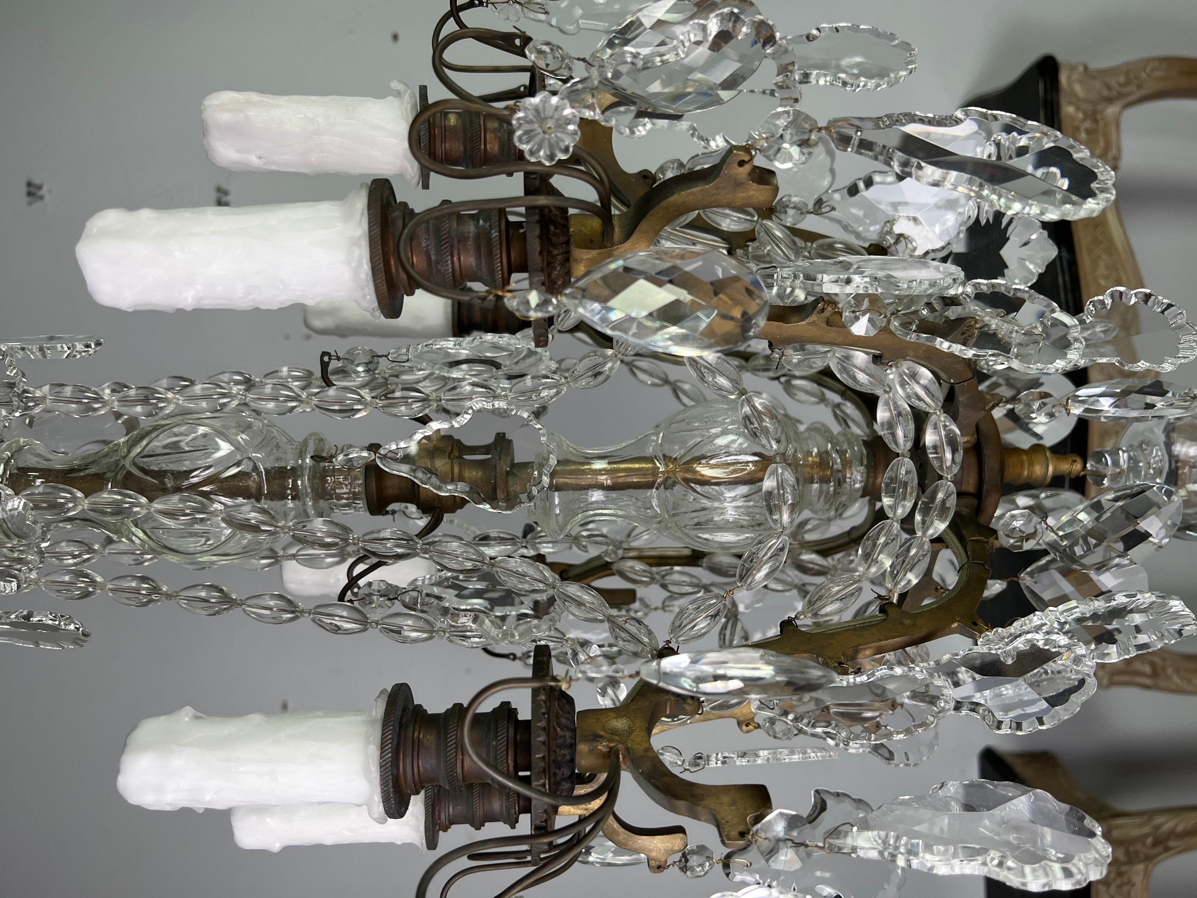 Pair of 19th C .French Crystal Chandeliers In Good Condition In Los Angeles, CA