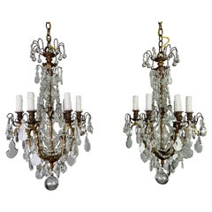 Antique Pair of 19th C .French Crystal Chandeliers
