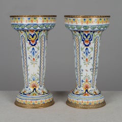 Pair of 19th Century French Faience Desvres Vases