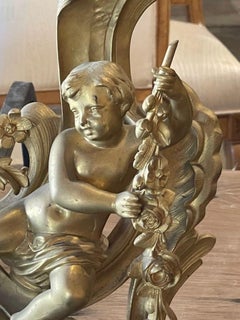 Pair of 19th c. French Gilt Bronze Chenet