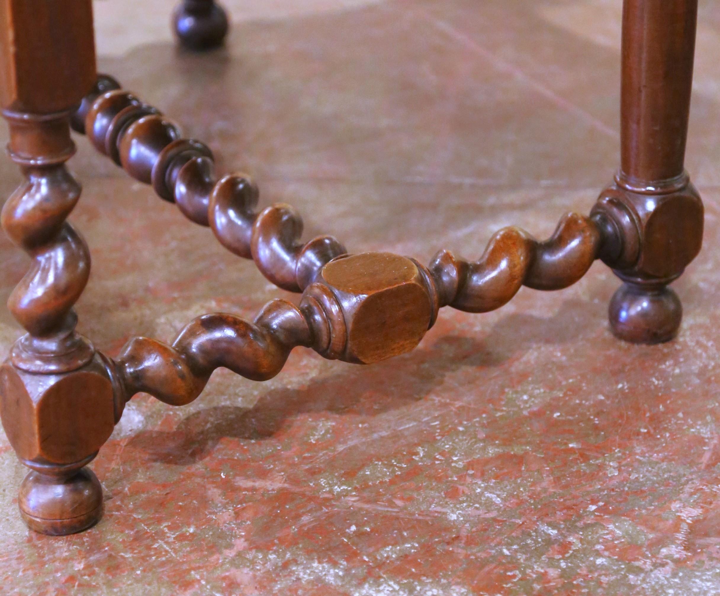 Pair of 19th C. French Louis XIII Walnut Armchairs with Aubusson Upholstery For Sale 6