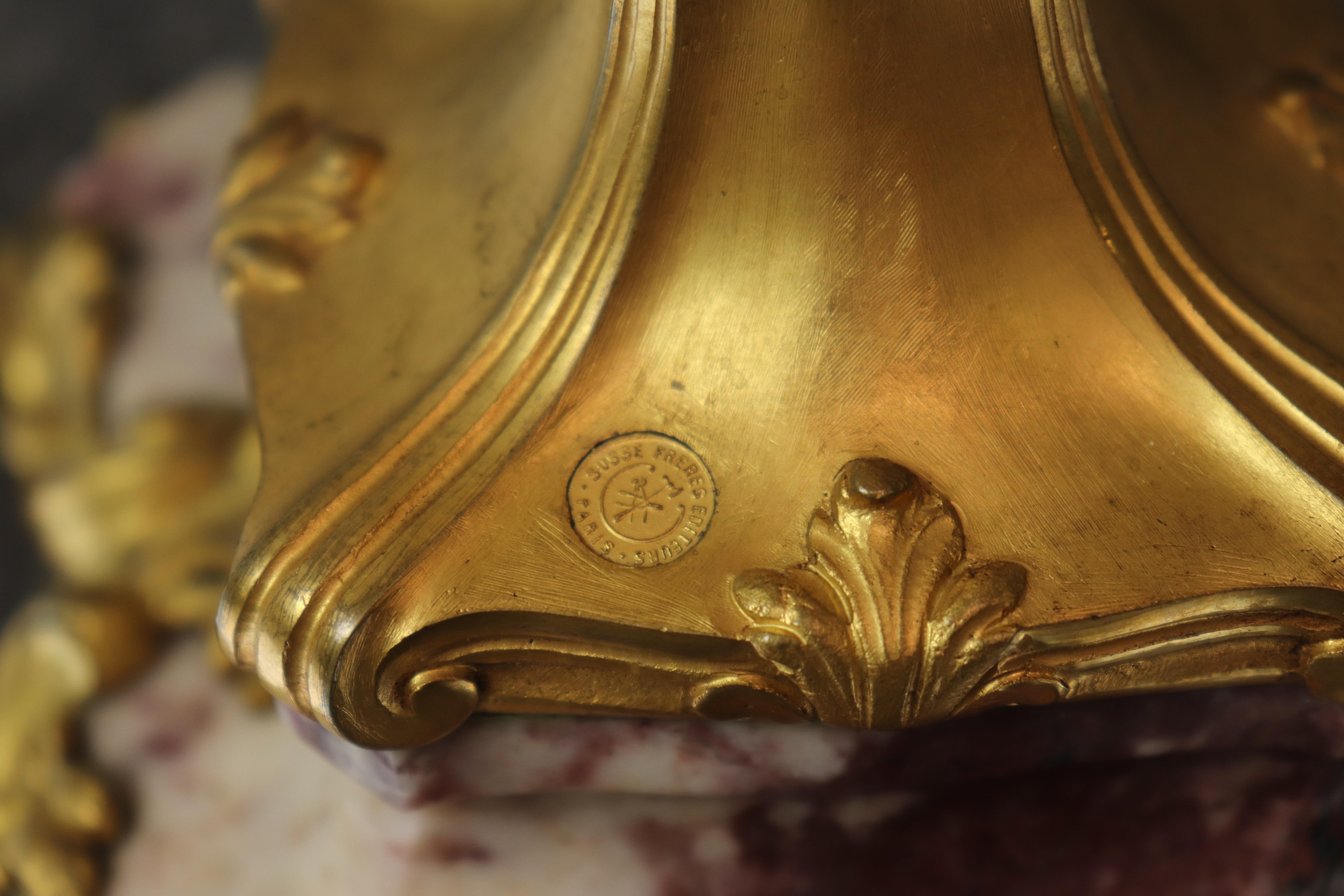Pair of 19th C. French Louis XV Style Bronze Mounted Candelabras By Susse Frères For Sale 9