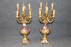 Pareja de candelabros franceses del siglo XIX, estilo Luis XV, montados en bronce, de Susse Frères