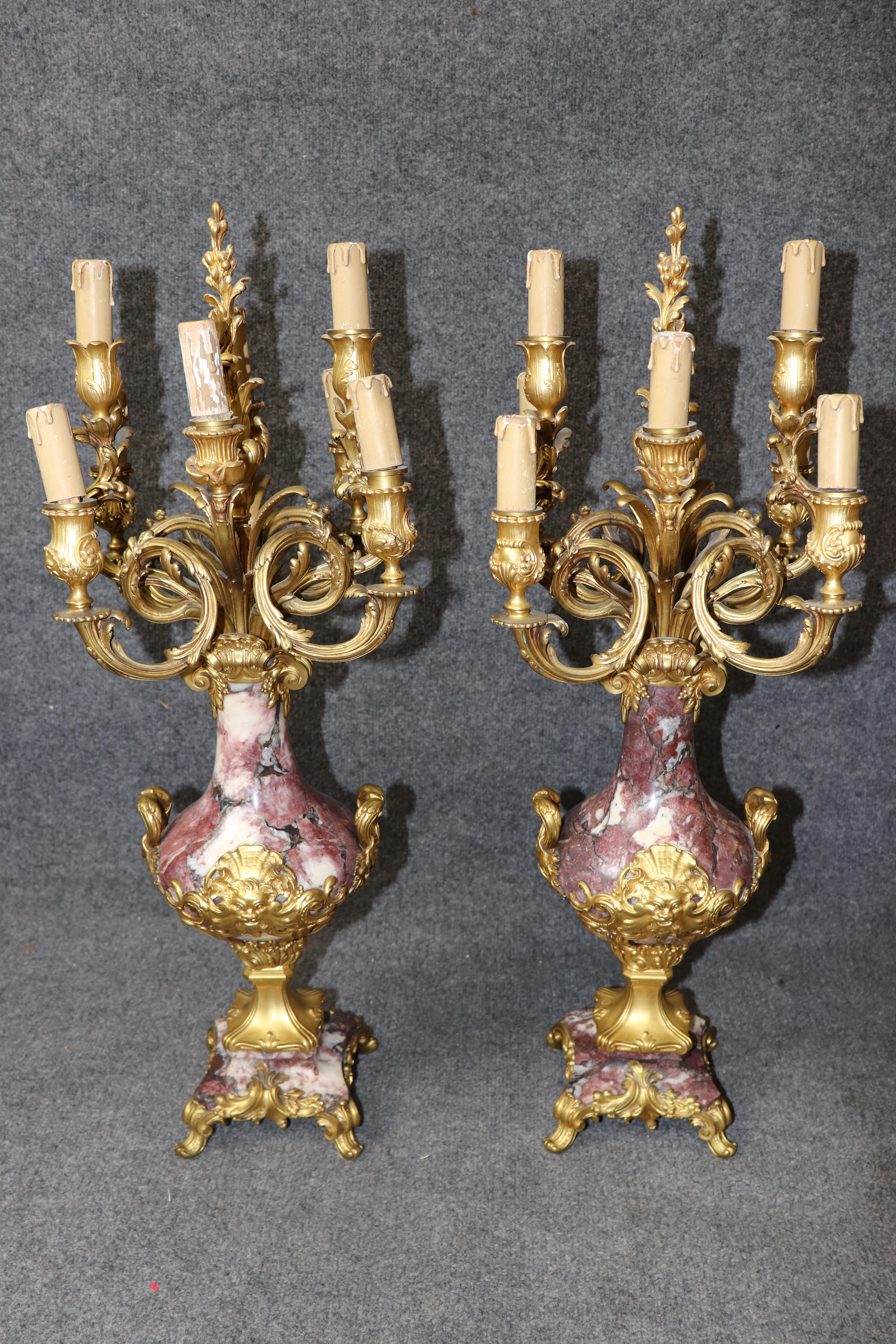 Pair of 19th C. French Louis XV Style Bronze Mounted Candelabras By Susse Frères In Good Condition For Sale In Swedesboro, NJ