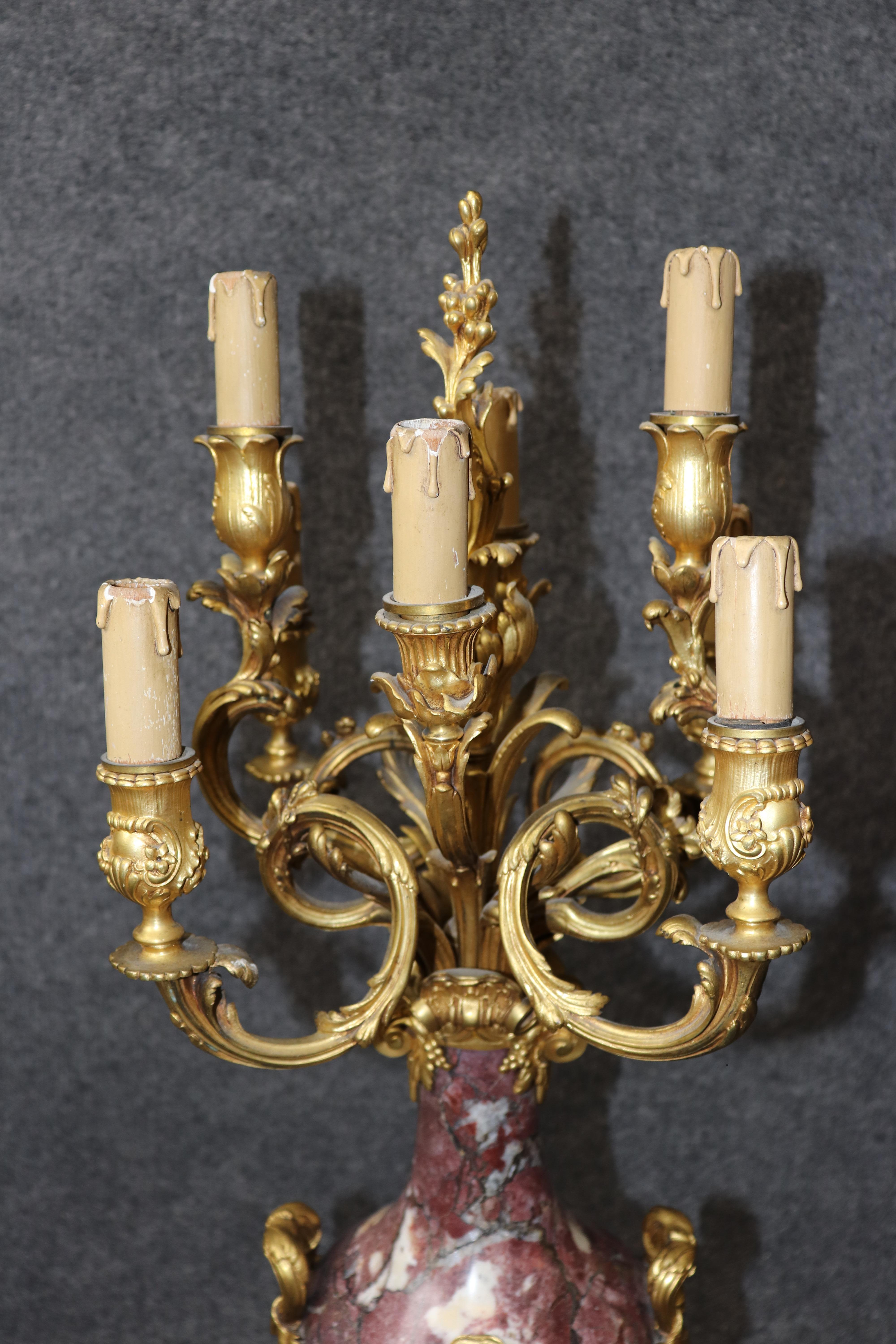 Pair of 19th C. French Louis XV Style Bronze Mounted Candelabras By Susse Frères For Sale 3
