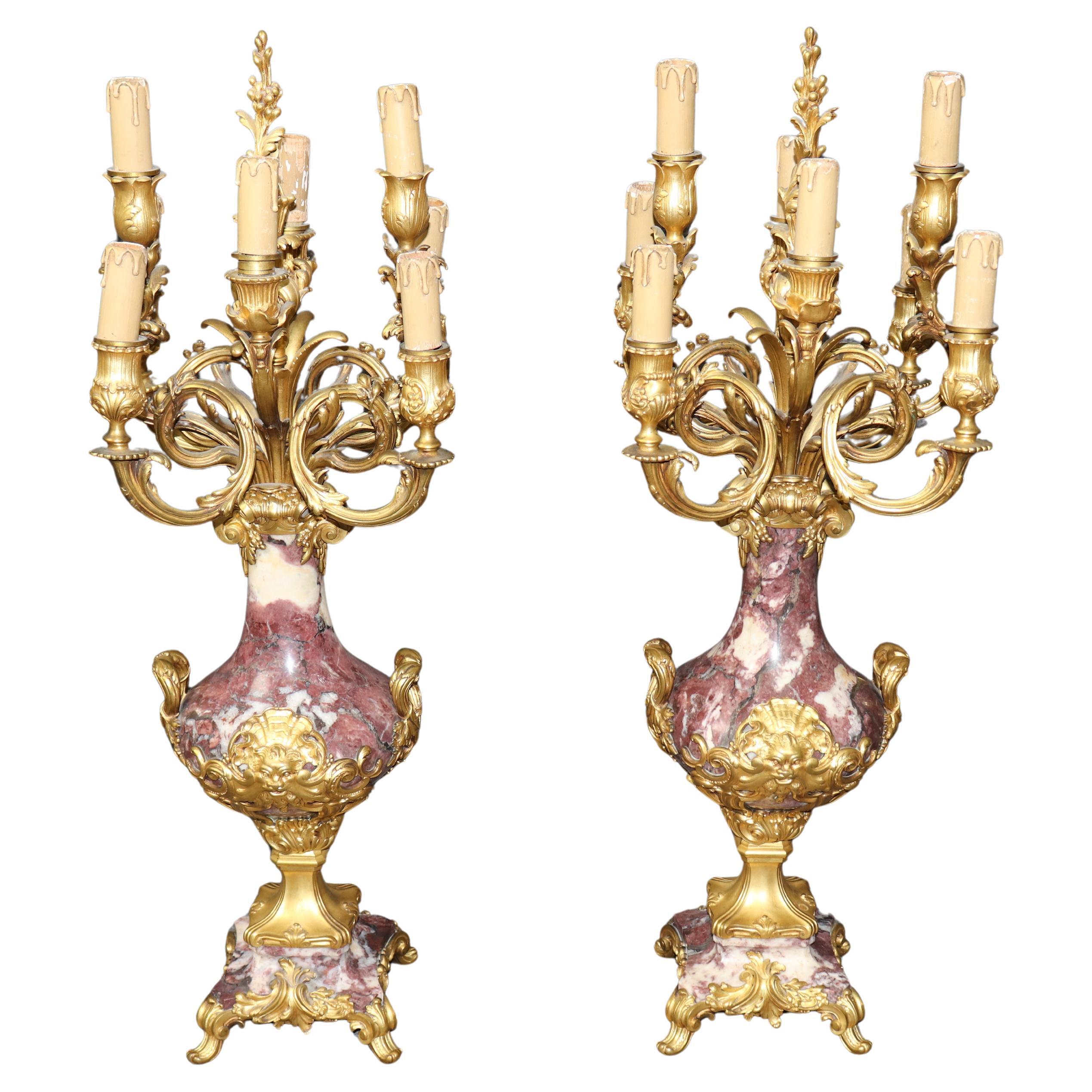 Pair of 19th C. French Louis XV Style Bronze Mounted Candelabras By Susse Frères For Sale