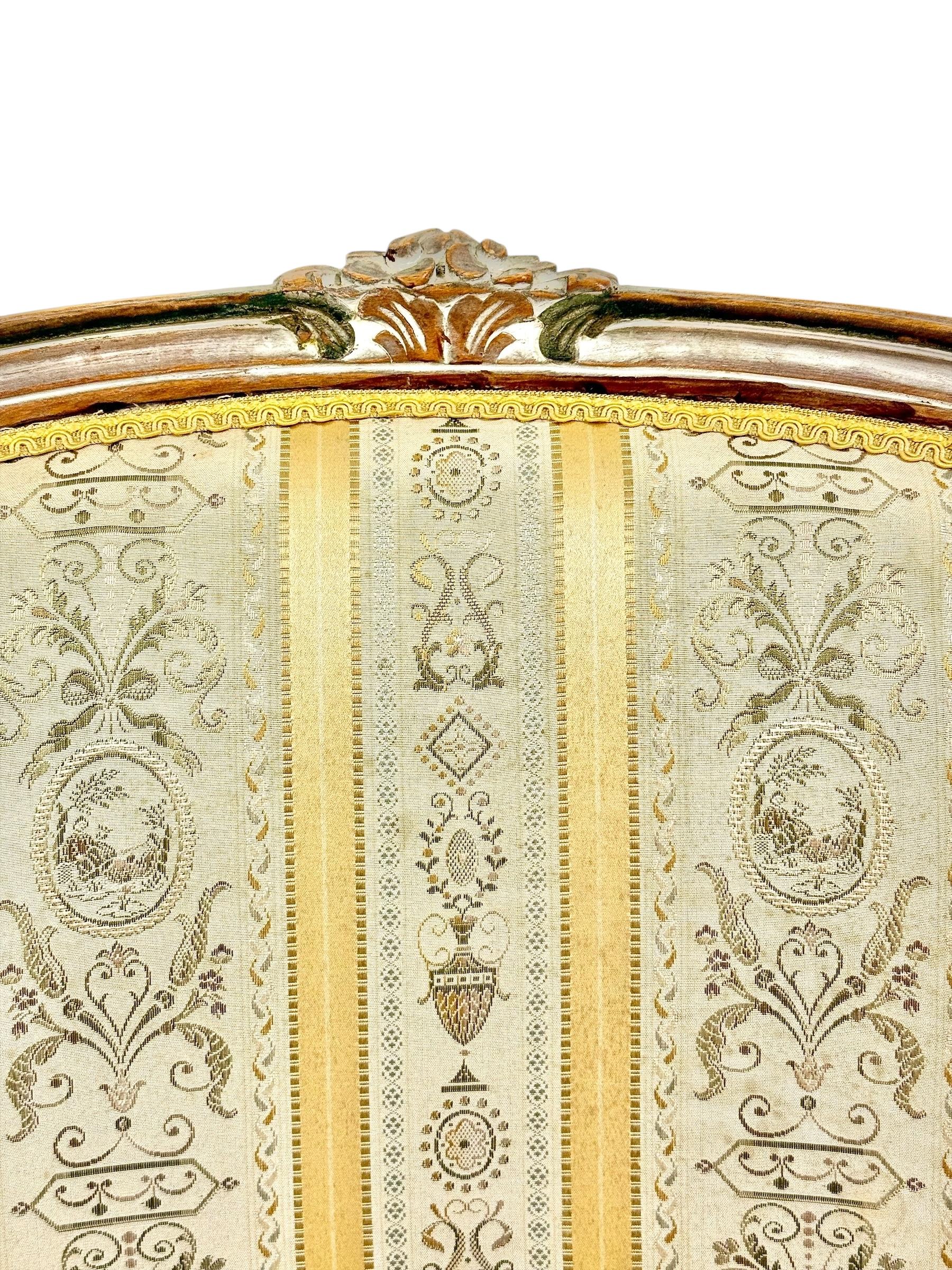 Pair of 19th c. French Louis XVI Style Bergères with Silk Blend Satin Upholstery For Sale 3