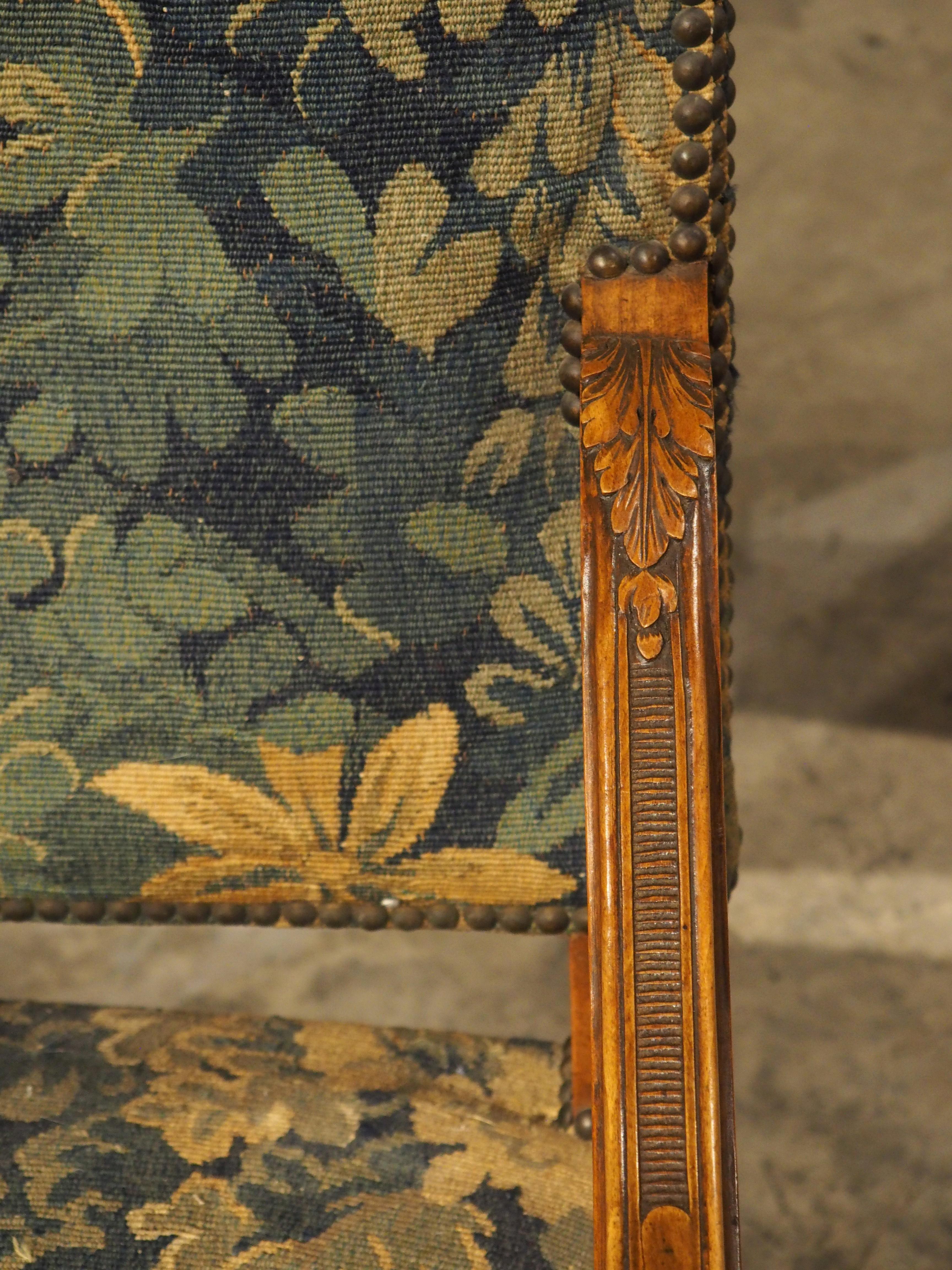 Paar französische Sessel im Regence-Stil des 19. Jh. mit Verdure-Tapisserie-Polsterung im Angebot 4