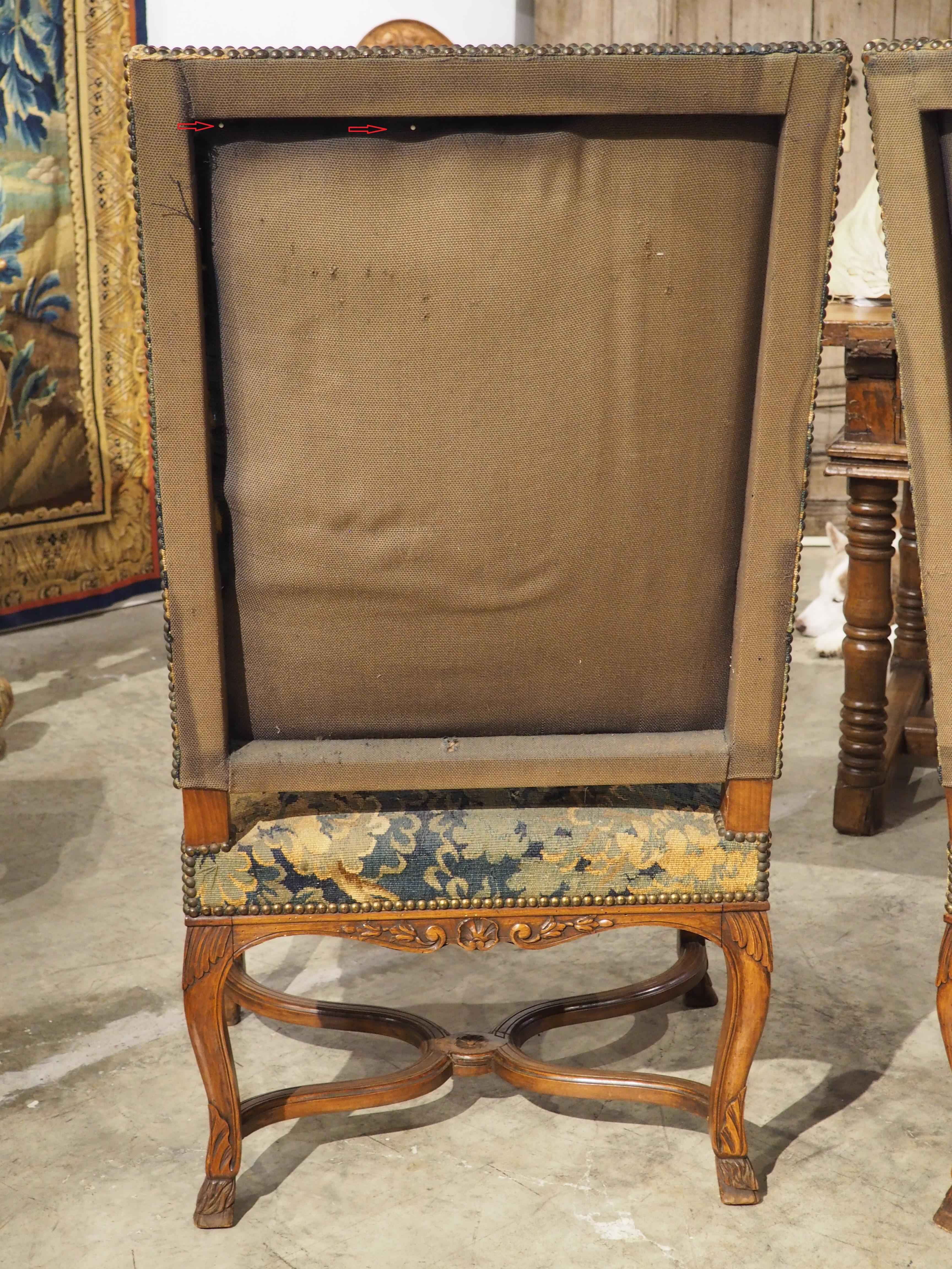 Paar französische Sessel im Regence-Stil des 19. Jh. mit Verdure-Tapisserie-Polsterung (Louis XIV.) im Angebot