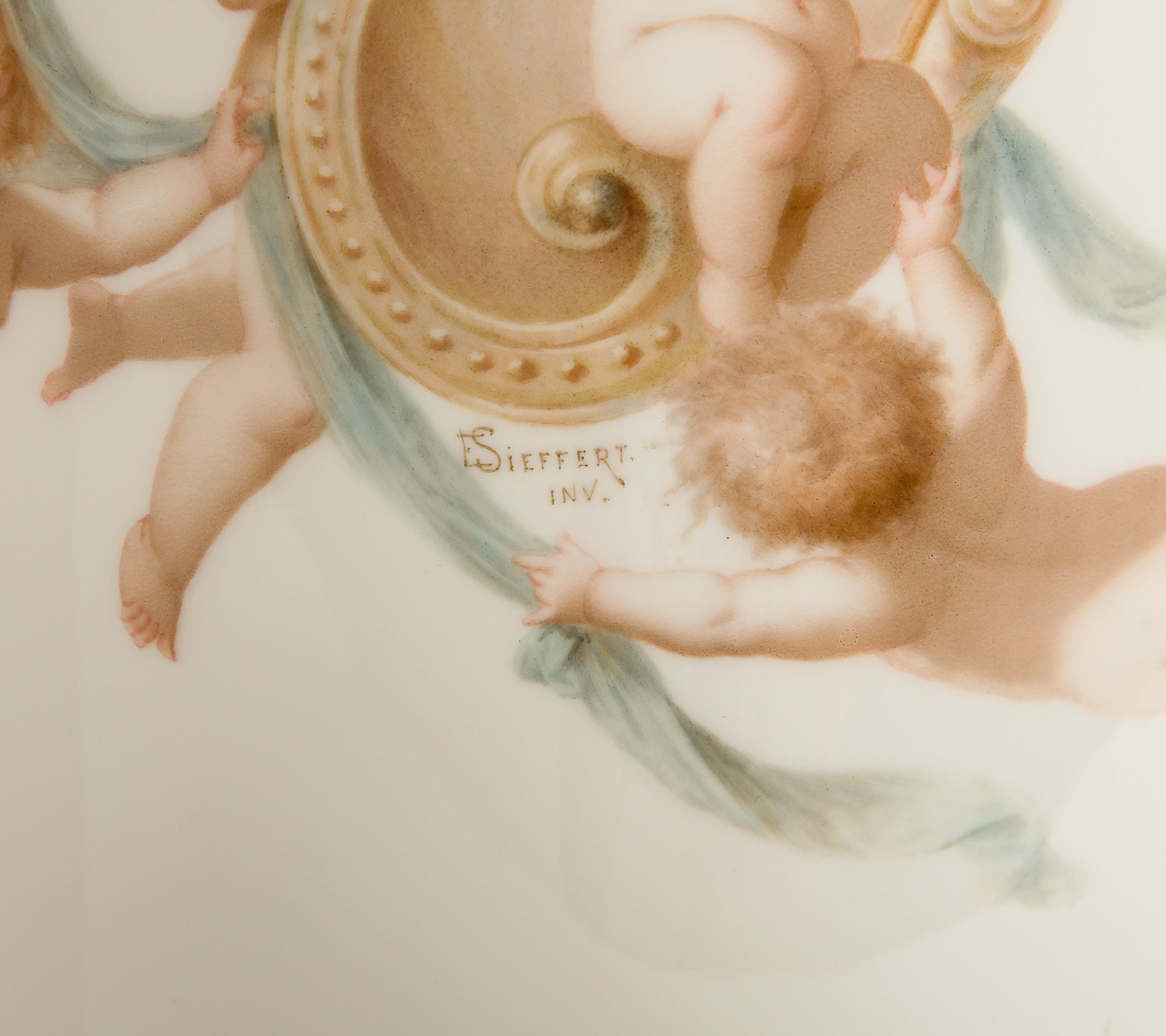 Pair of 19th C. French Sevres Porcelain Vases W/ Cupids, Signed E. Sieffert 6