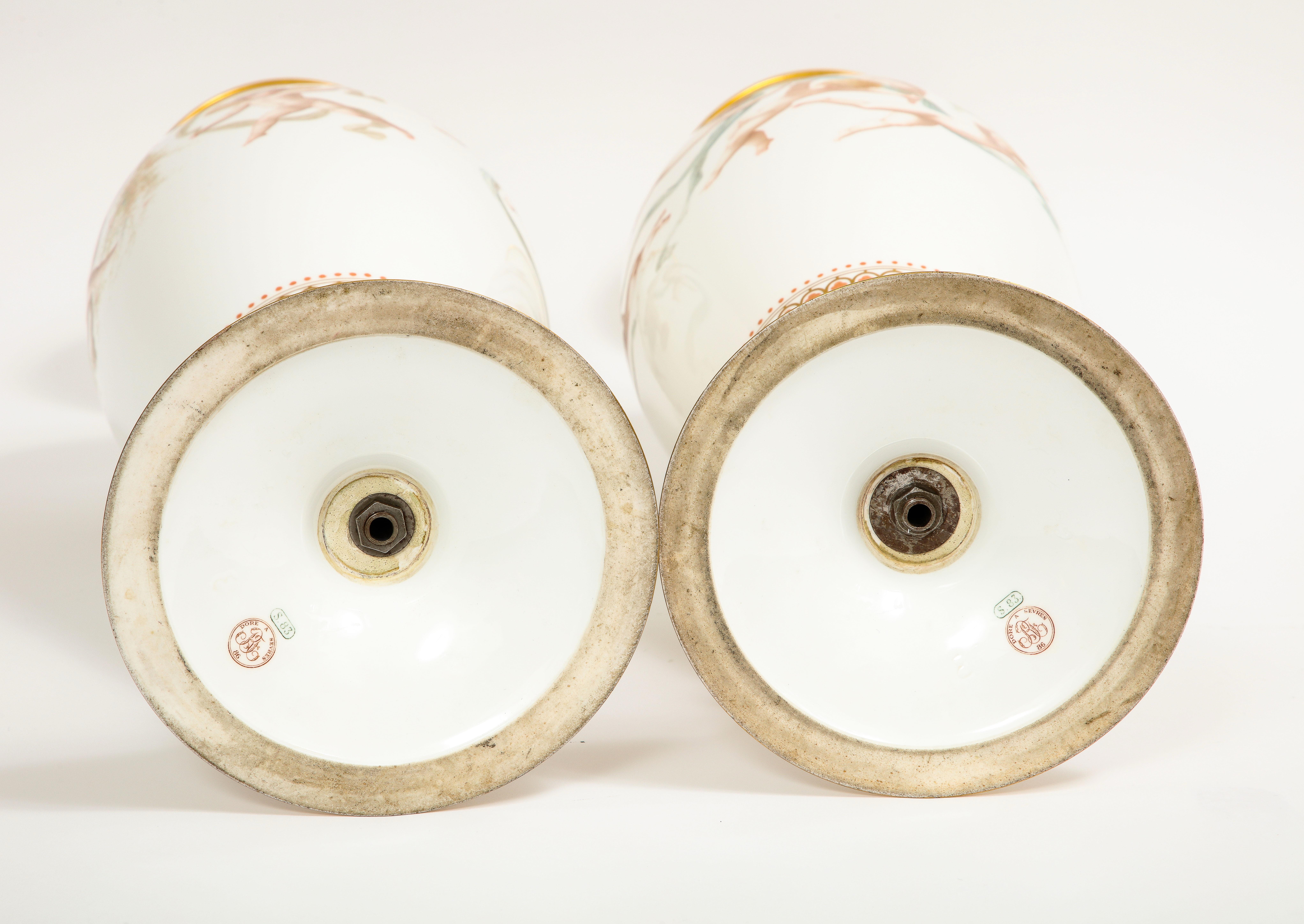 Pair of 19th C. French Sevres Porcelain Vases W/ Cupids, Signed E. Sieffert 14