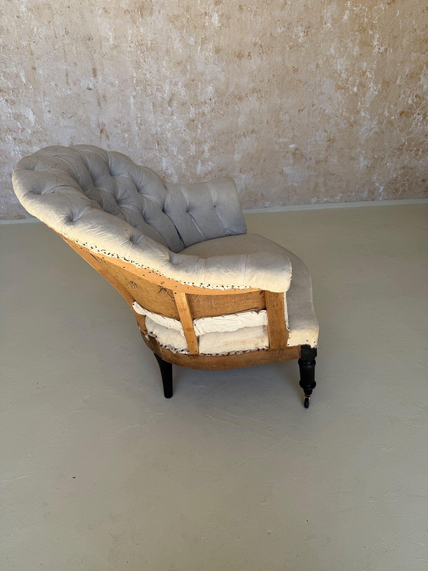 Pair of 19th C French Small Scale Napoleon III Armchairs with Diamond Tufting For Sale 5