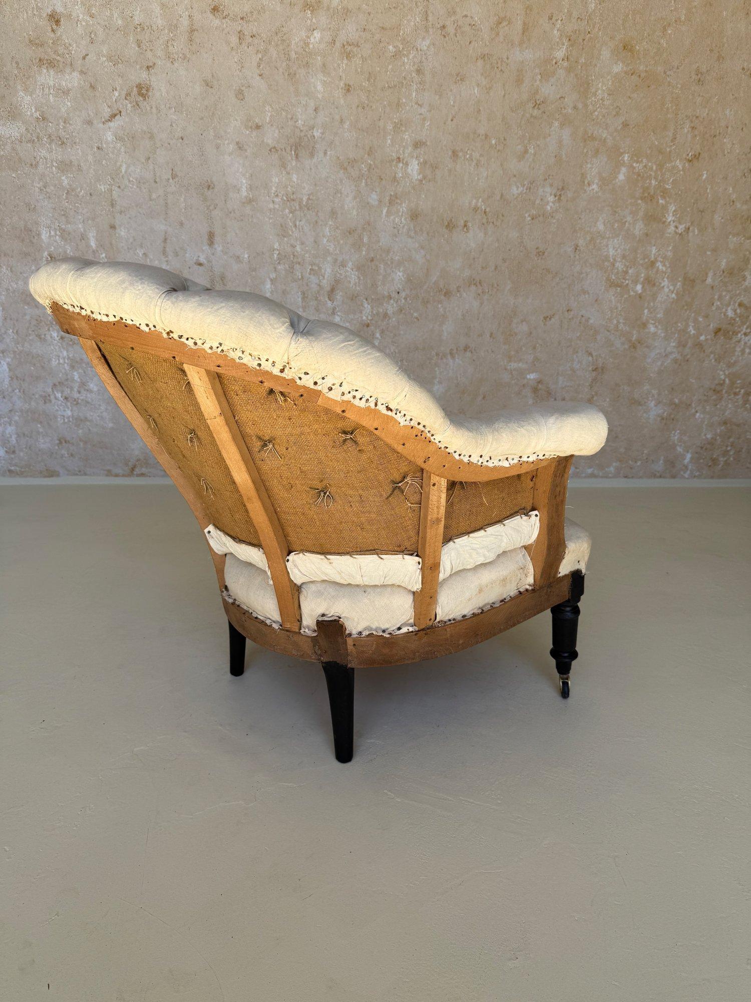 Pair of 19th C French Small Scale Napoleon III Armchairs with Diamond Tufting For Sale 7