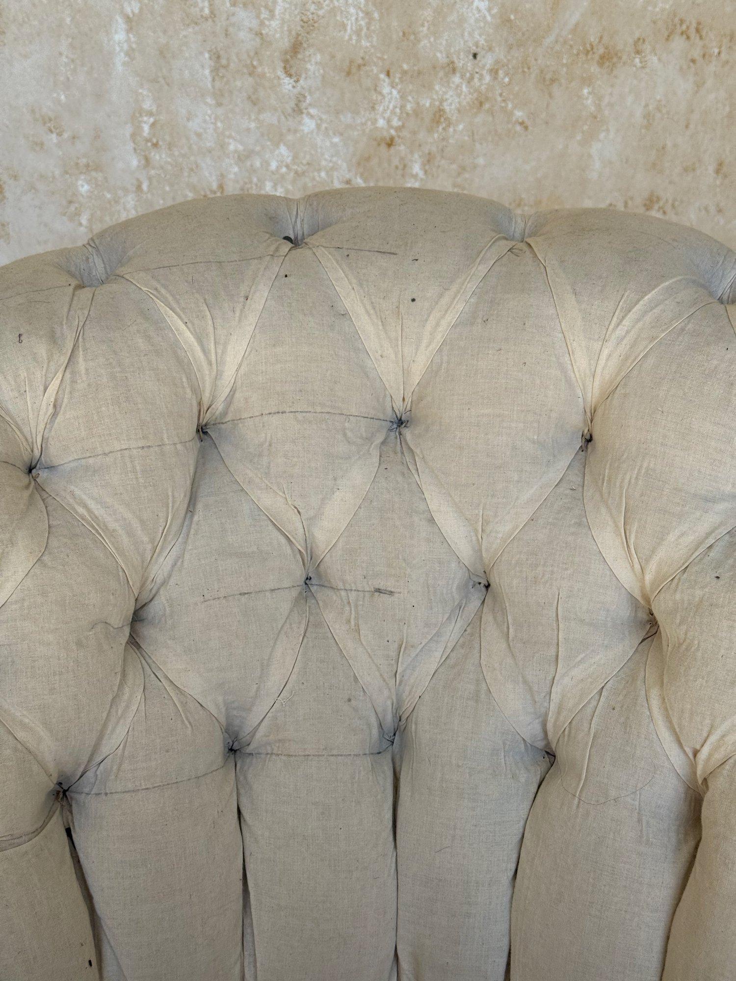 Pair of 19th C French Small Scale Napoleon III Armchairs with Diamond Tufting For Sale 9