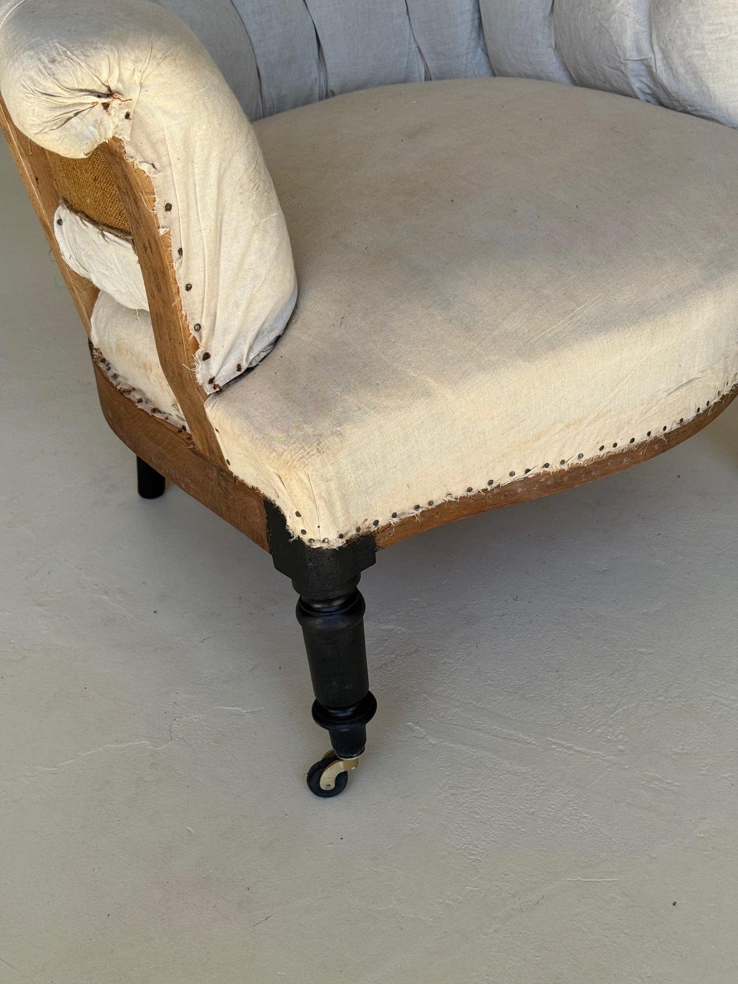 Pair of 19th C French Small Scale Napoleon III Armchairs with Diamond Tufting For Sale 10