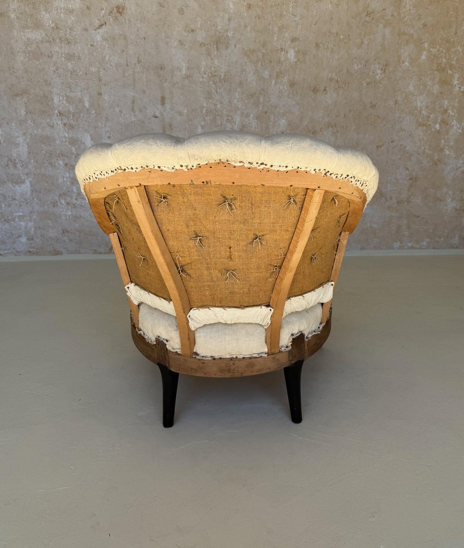 Pair of 19th C French Small Scale Napoleon III Armchairs with Diamond Tufting For Sale 13