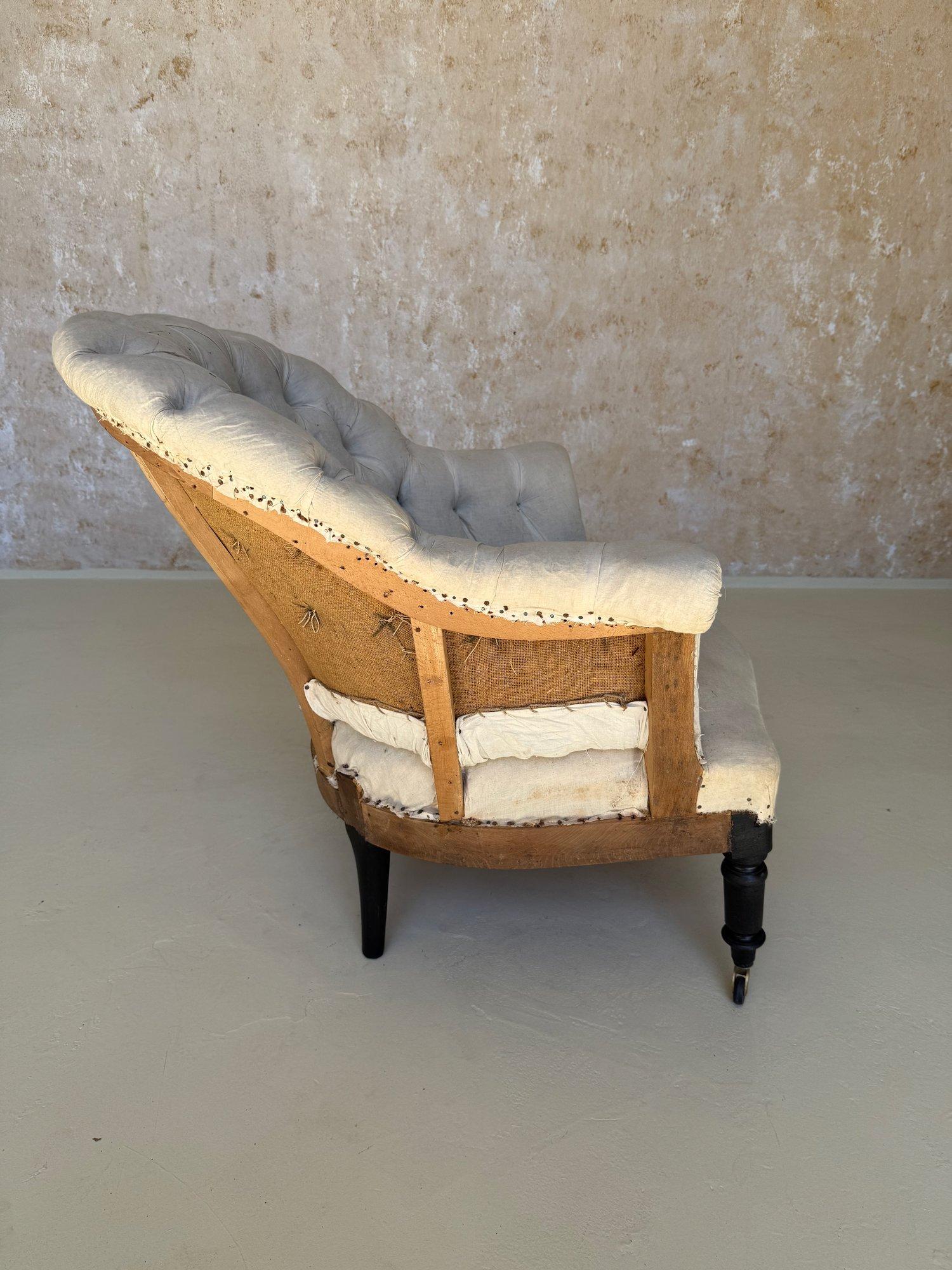 Pair of 19th C French Small Scale Napoleon III Armchairs with Diamond Tufting For Sale 4