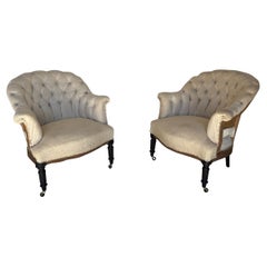 Paar kleine französische Napoleon III.-Sessel im Stil des 19. Jahrhunderts mit Diamant-Tufting
