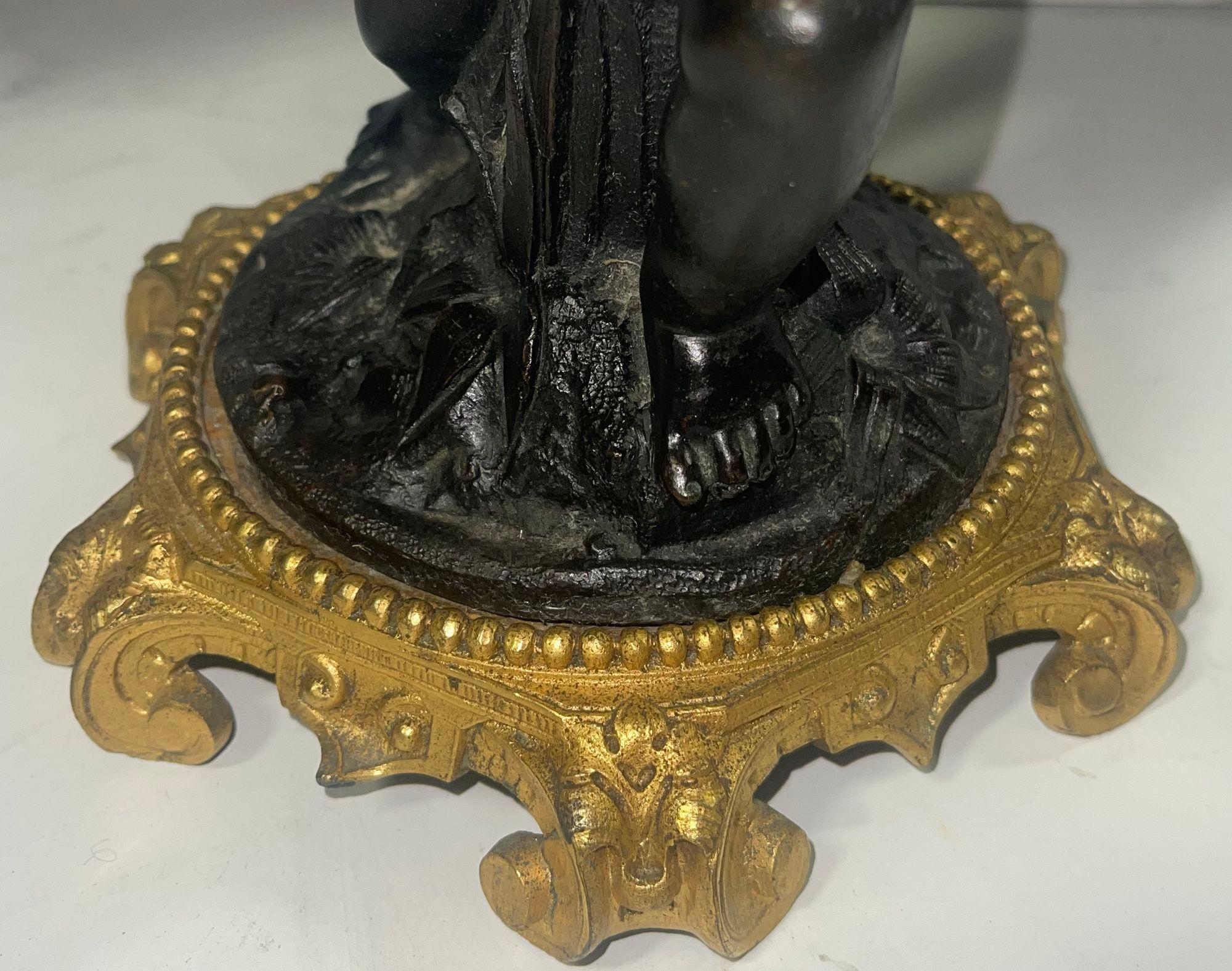 19th Century Pair of 19th C. Gilt Bronze Garnitures with Shell-Form Bowls Supported by Angels For Sale