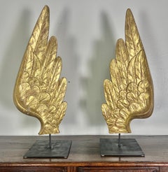 Giltwood Carved Angel Wings on Bases, 19th Century