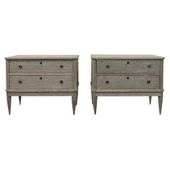 Pair of 19th c. Gustavian-style Chests of Drawers in Grey