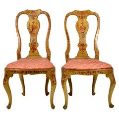 Pair of 19th Century Hand Painted Italian Side Chairs