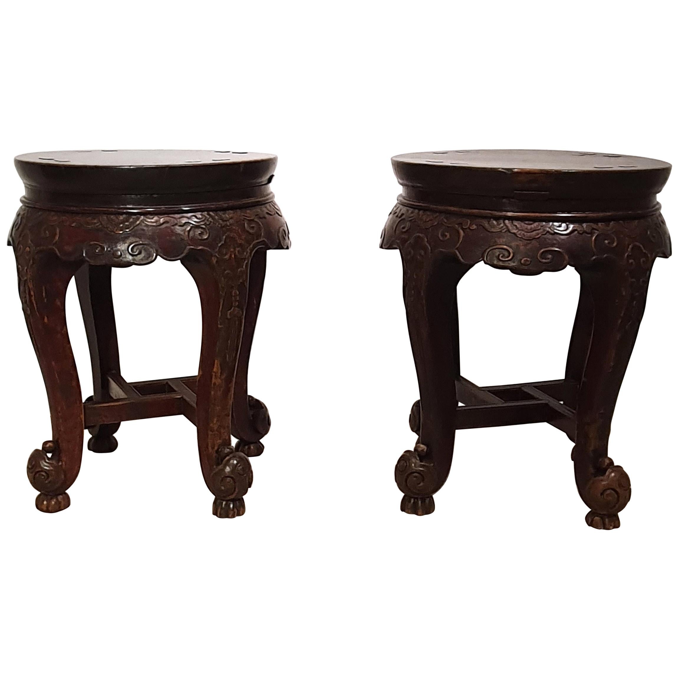 Pair of 19th Century Hardwood Chinese Stands