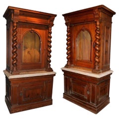 Pair of 19th c Italian Cabinets with Solomonic Columns