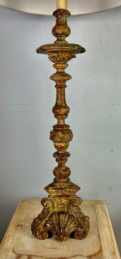 Pair of 19th C. Italian Candlestick Lamps W/ Shades