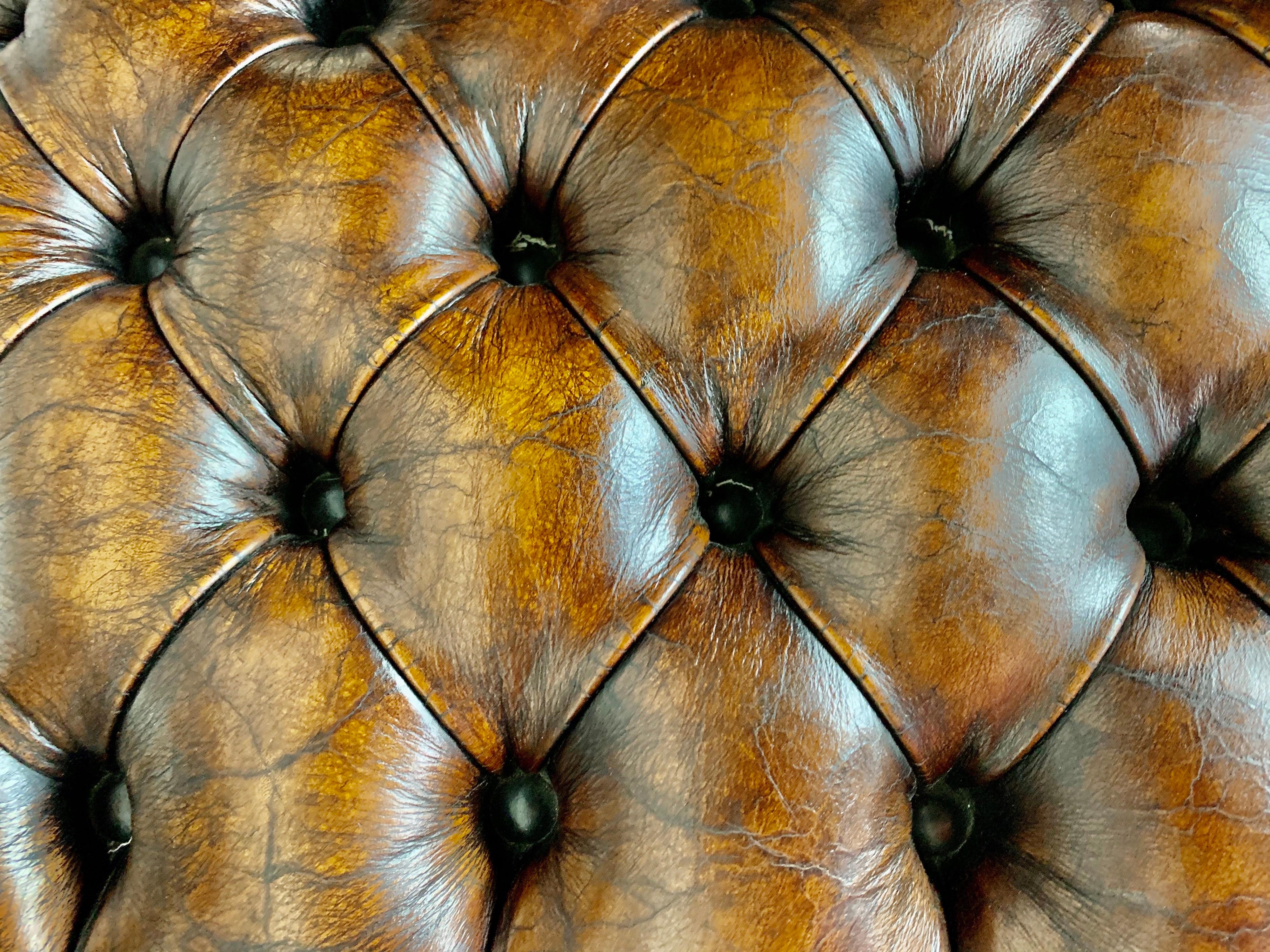 Pair of 19th Century Italian Carved Leather Tufted Armchairs 9