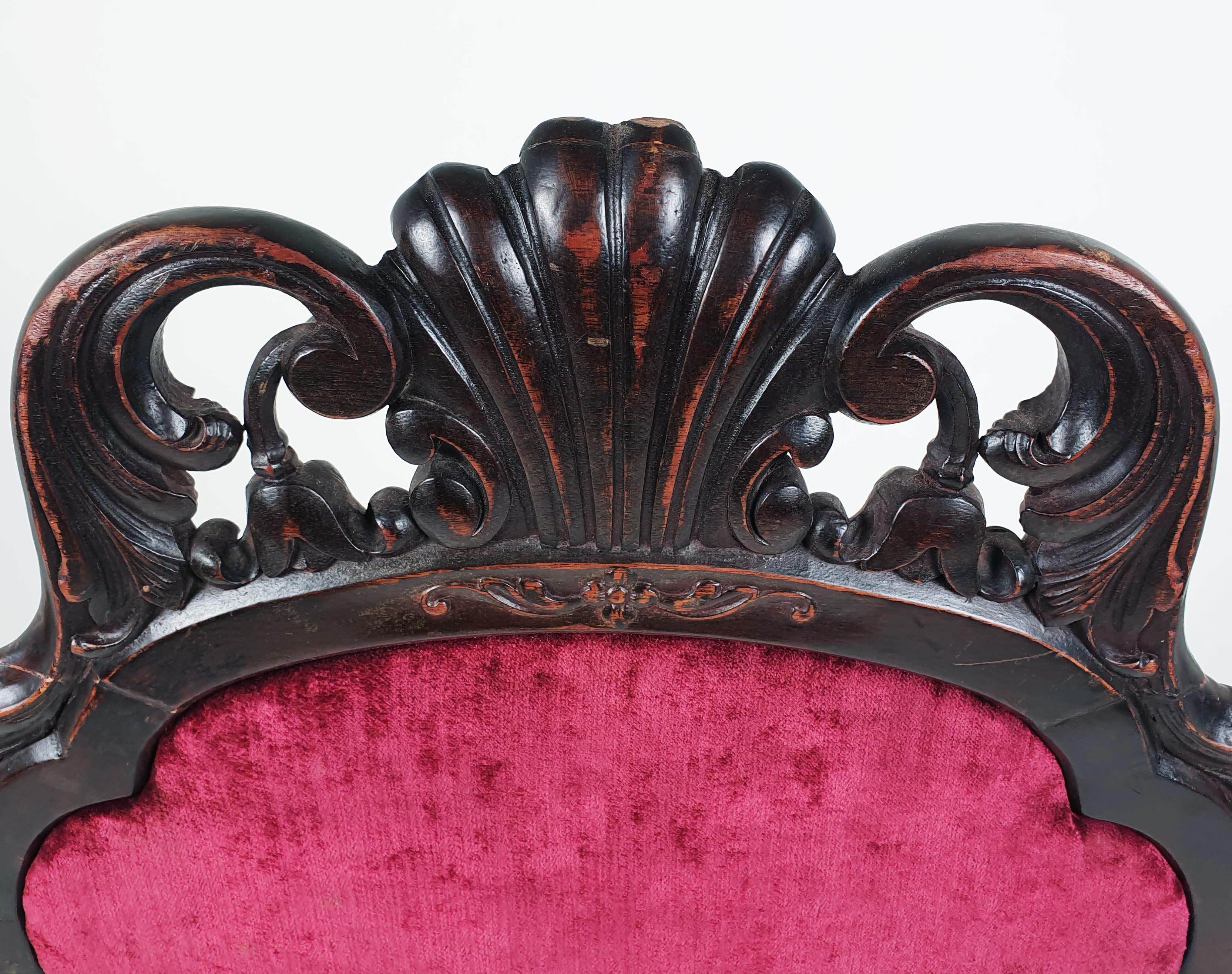 Pair of 19th Century Italian Carved Walnut Armchairs 9