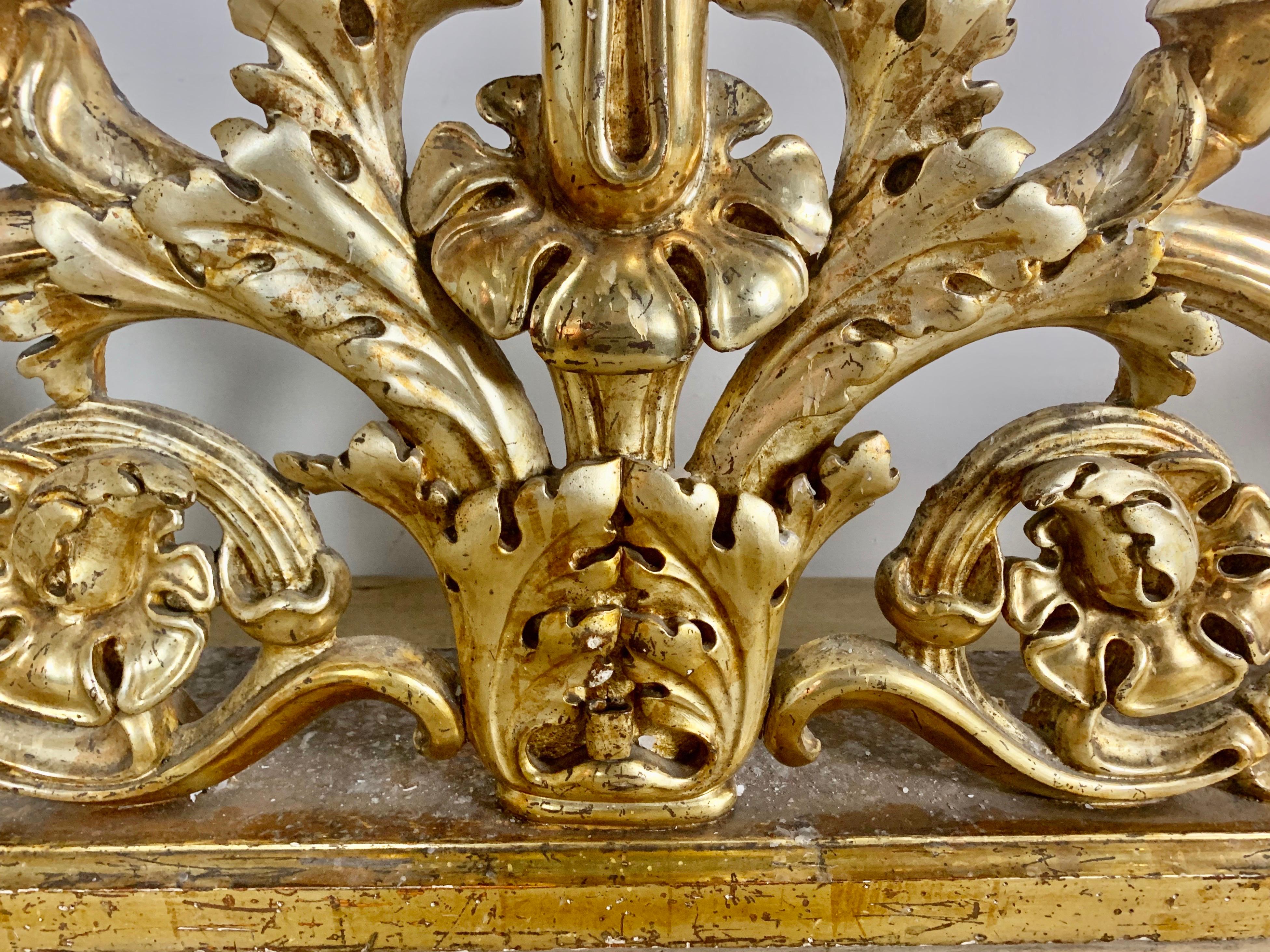 Hand-Carved Pair of 19th Century Italian Giltwood Candleholders