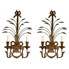 Pair of 19th c. Italian Giltwood Wheat Sconces
