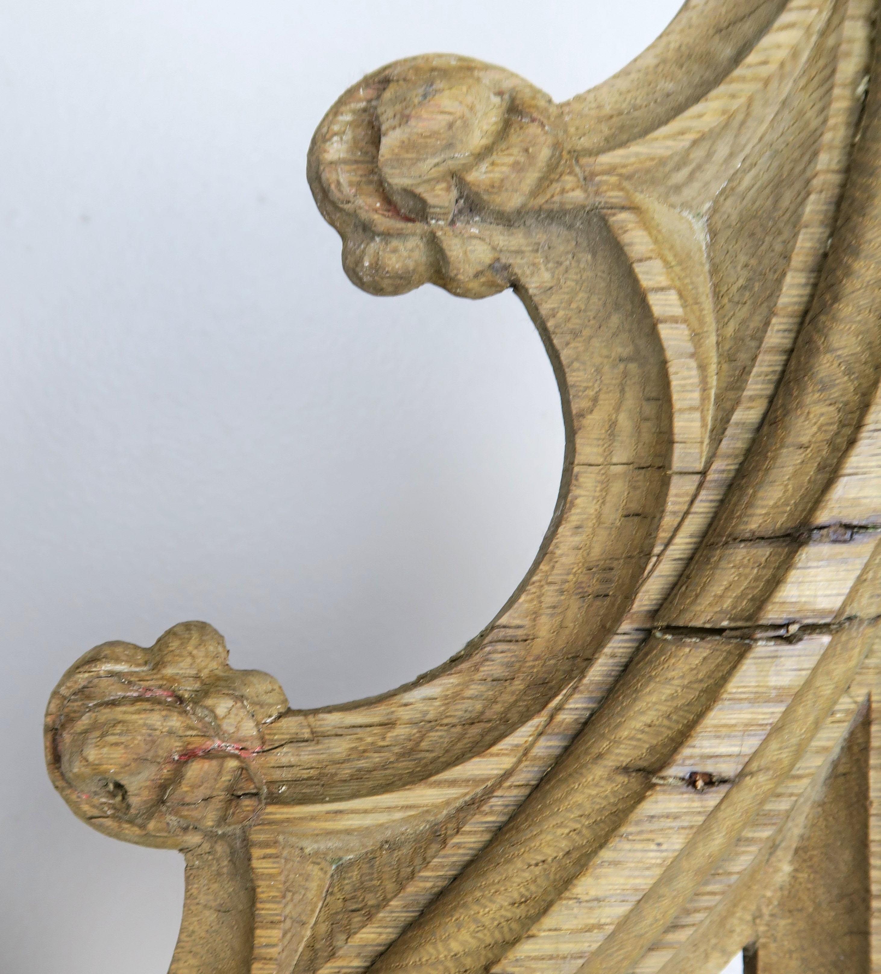 Rococo Pair of 19th Century Italian Gothic Style Wood Fragments