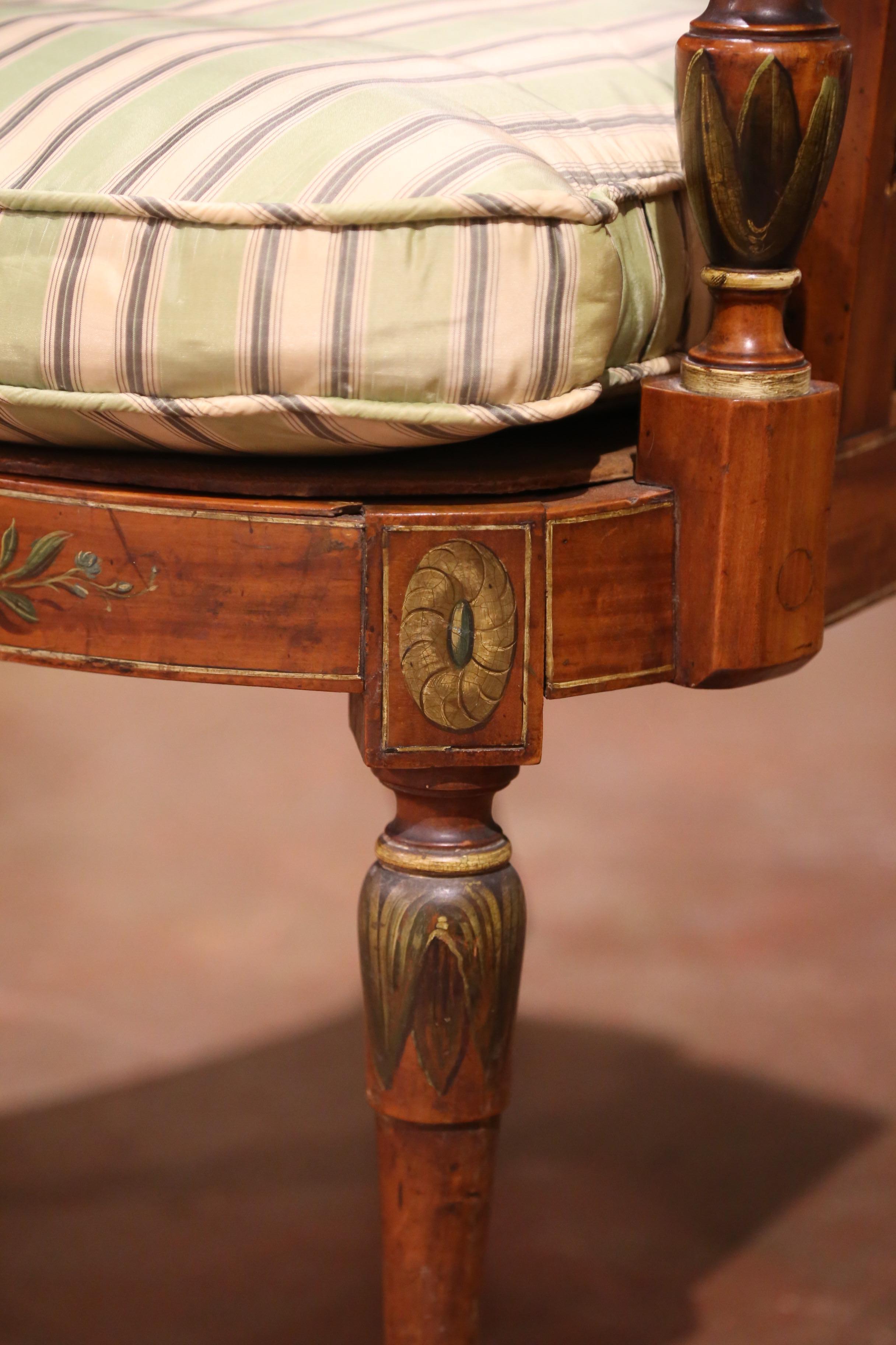 Pair of 19th C. Italian Neoclassical Hand-Painted Caned Armchairs with Portraits For Sale 7