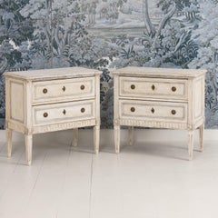 Pair of 19th c. Italian Neoclassical Style Painted Bedside Commodes