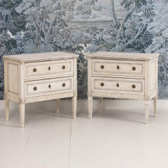 Pair of 19th c. Italian Neoclassical Style Painted Bedside Commodes