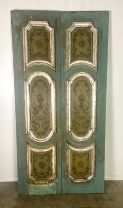 Pair of 19th C. Italian Painted & Silvered Doors