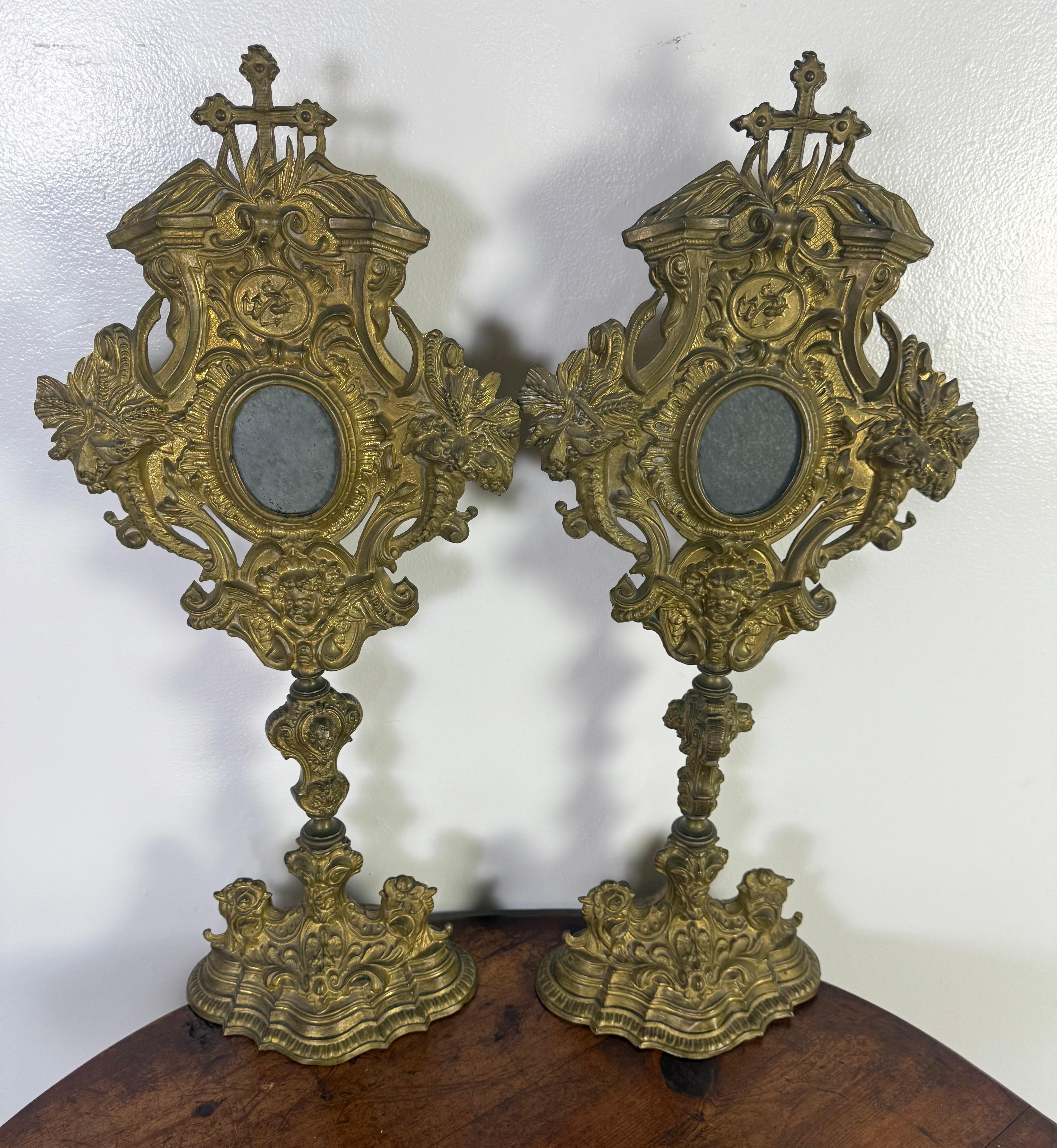 Pair of 19th C. Italian Reliquaries For Sale 9