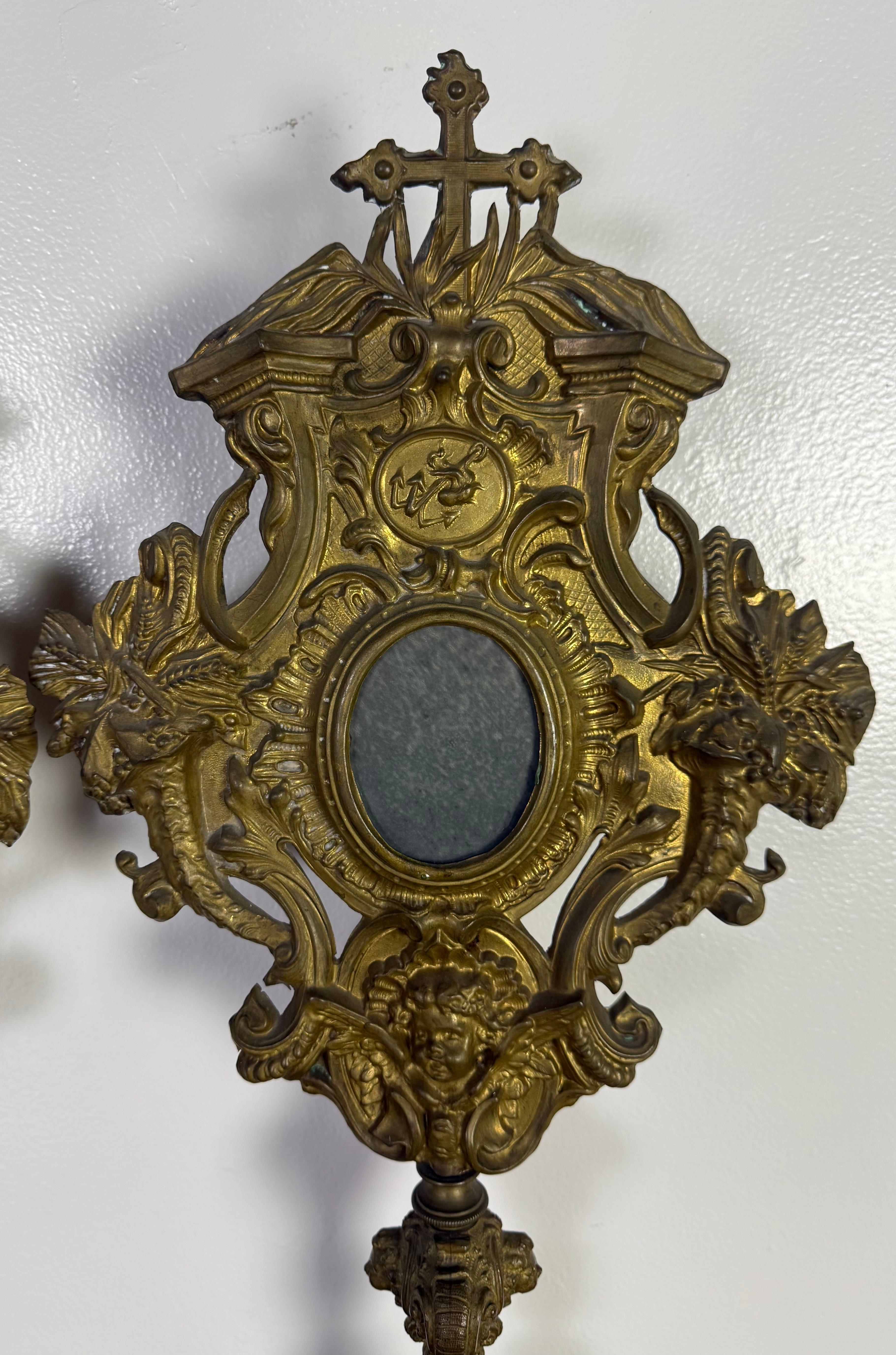 Gilt Pair of 19th C. Italian Reliquaries For Sale