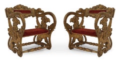 Set of 4 Italian Renaissance Gilt Jester Arm Chairs
