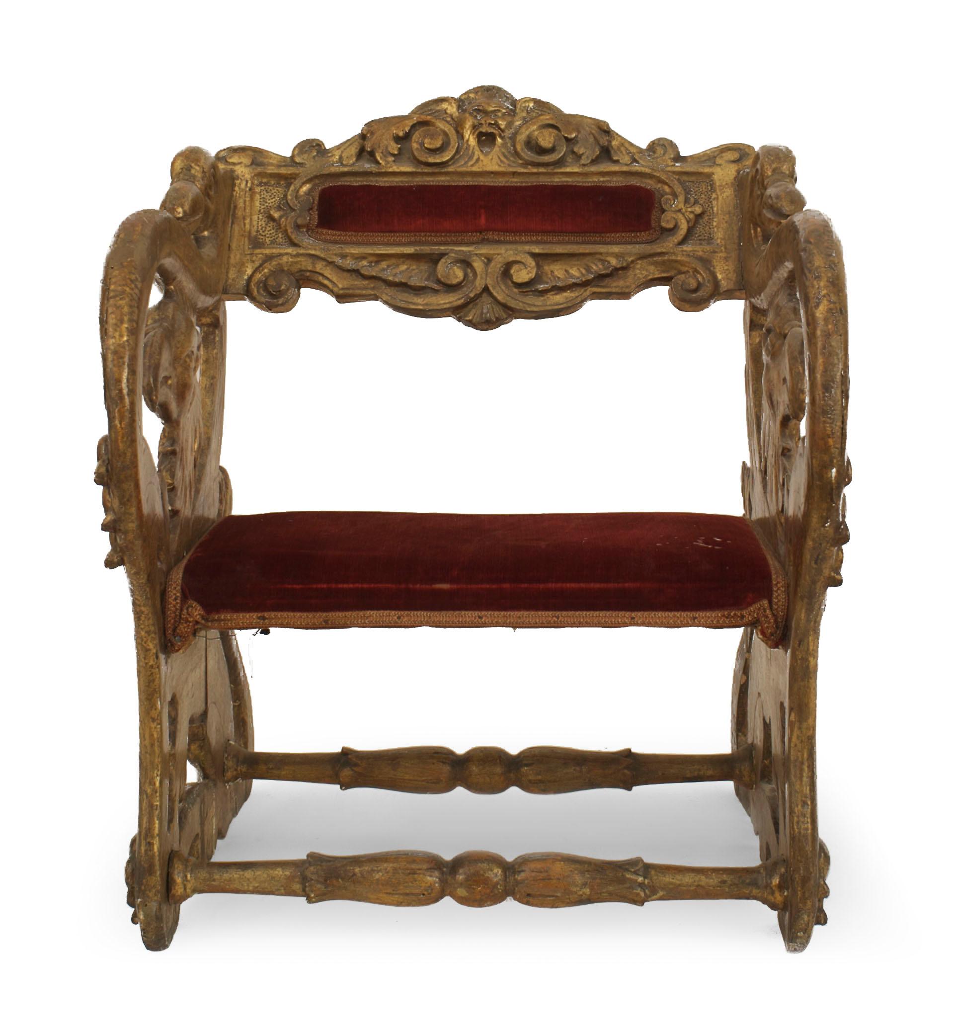 Set of 4 Italian Renaissance Gilt Jester Arm Chairs Bon état - En vente à Queens, NY
